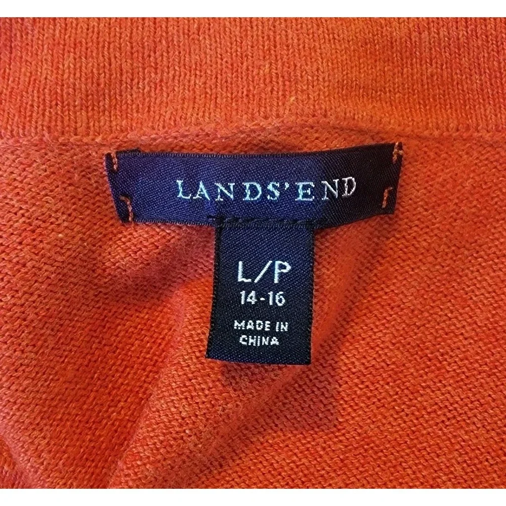 Lands End Womens Sweater Cashmere Blend Cardigan Size Large Academia Preppy Fall